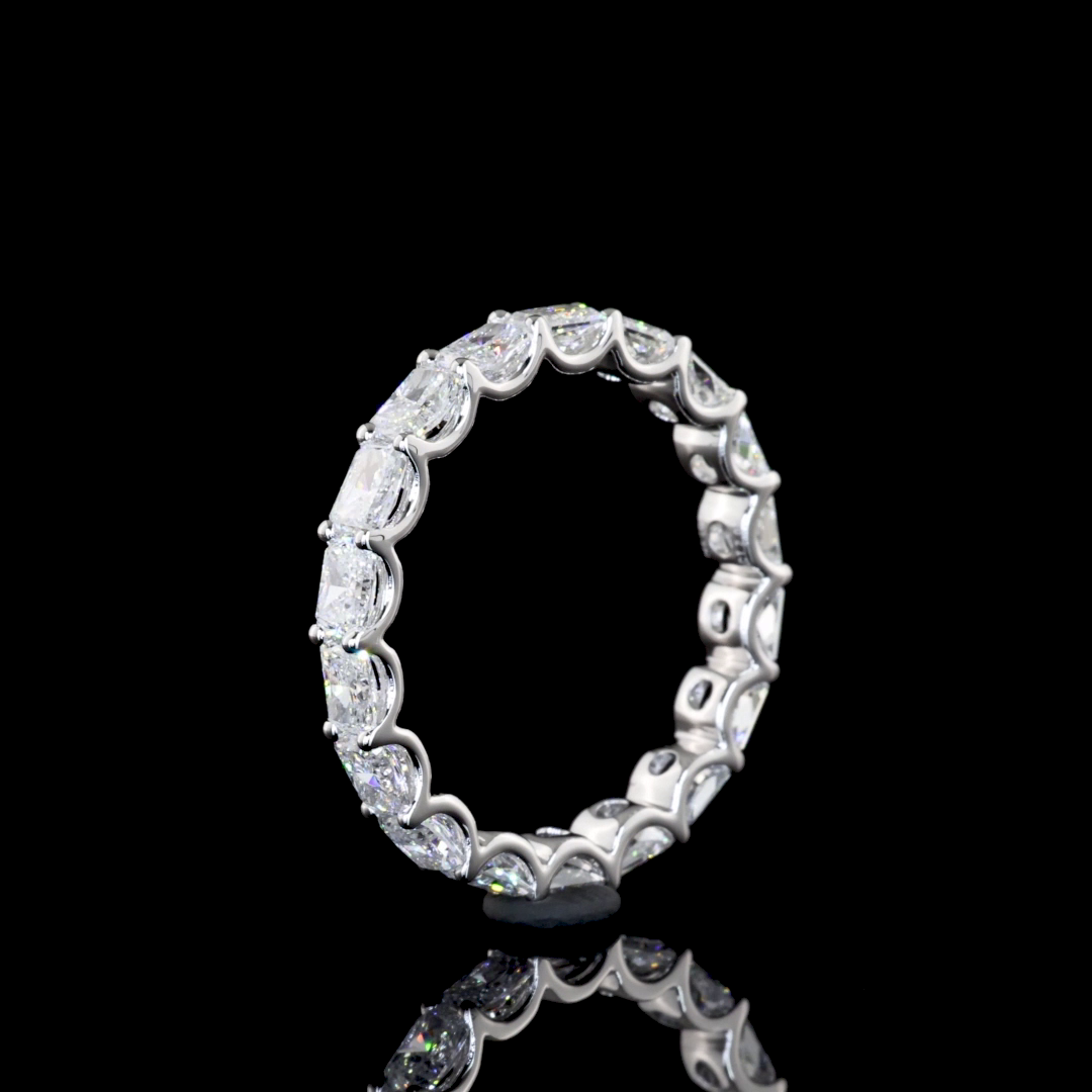 14K White Gold Lab Grown Radiant 2.02 CTTW Eternity Band Sz. 6 F VS1