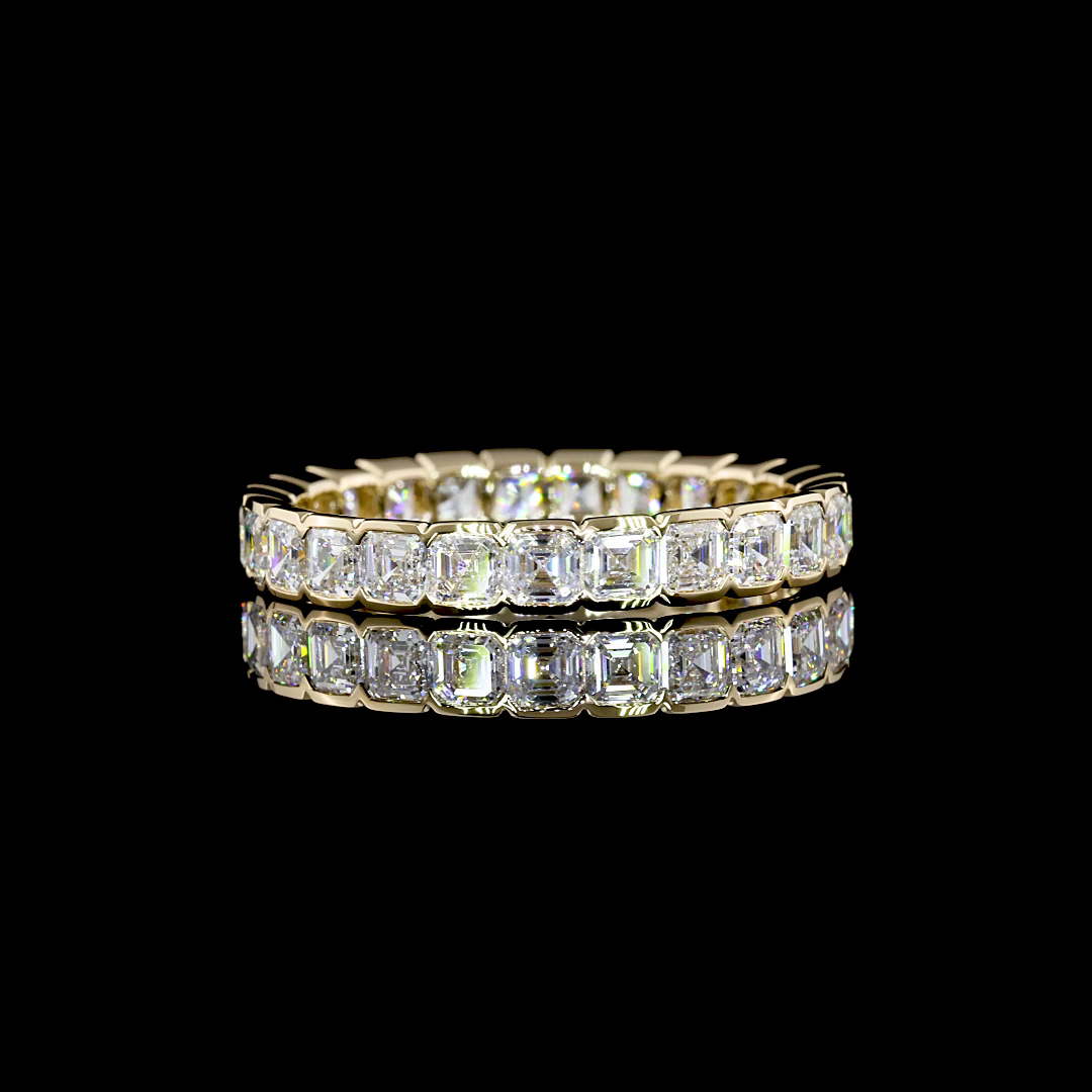 14K Yellow Gold Asscher 1.96 CTTW Eternity Band Eternity Band Sz. 6 E VS1