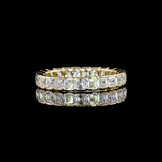 14k Yellow Gold Lab Diamond Asscher Approx. 1.97 CTTW Full Eternity Band Sz. 6 E VS1