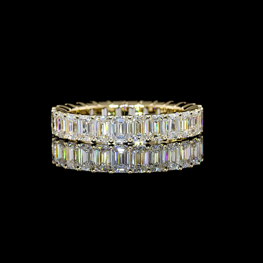 14K Yellow Gold Emerald 2.94 CTTW Eternity Band Eternity Band Sz. 6 F VS1