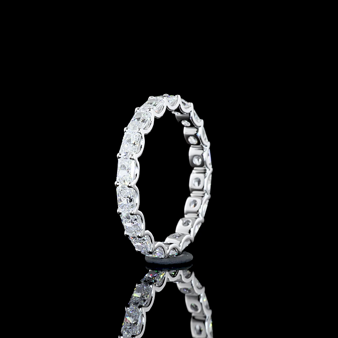 14K White Gold Lab Grown Radiant 1.98 CTTW Eternity Band Sz. 6.50 F VS1