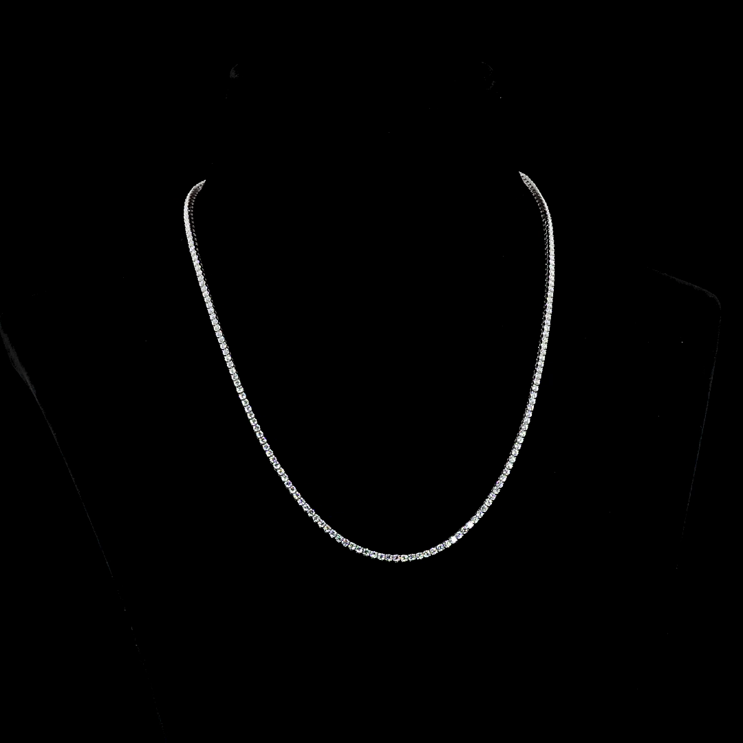 5.00 CTTW Round F VS1 Lab Diamonds Tennis Necklace 17" 14k White Gold