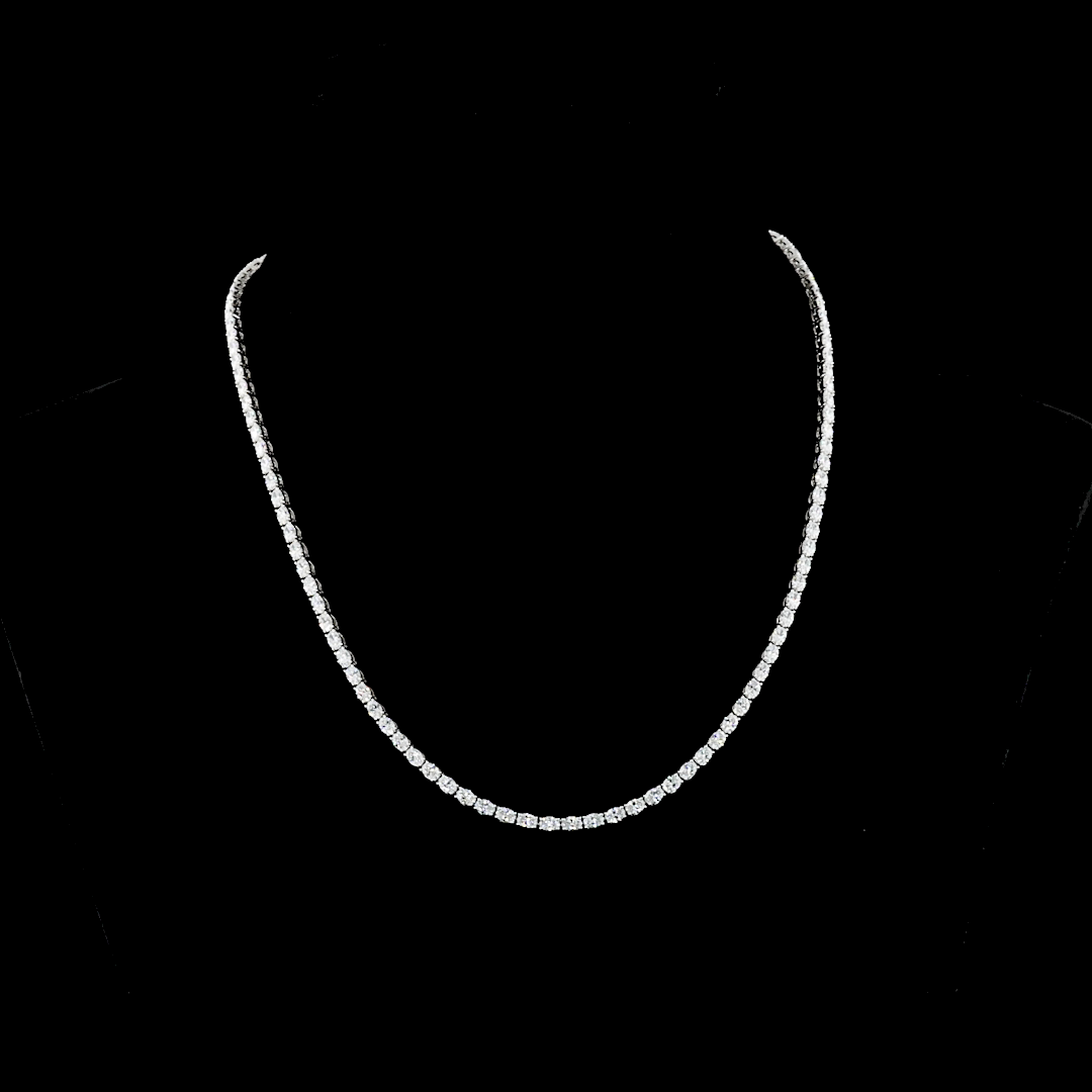 9.92 CTTW Oval F VS1 Lab Diamond Tennis Necklace 16.85" 14k White Gold