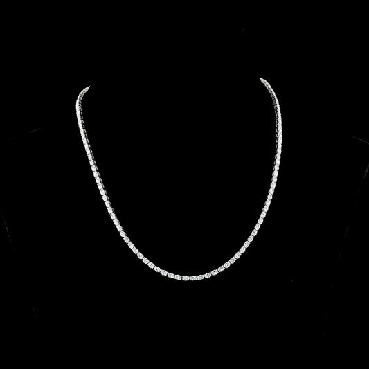 9.92 CTTW Oval F VS1 Lab Diamonds Tennis Necklace 16.85" 14k White Gold