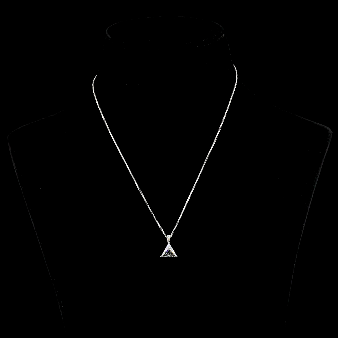 1.98 CTTW Triangle E VVS2 Lab Diamond Triangle Pendant 18" 14k White Gold