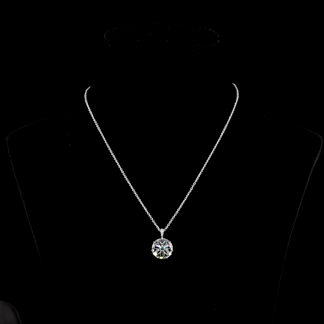 4.79 CTTW Rose Cut F VS1 Lab Diamond Rose Cut Pendant 18" 14k White Gold