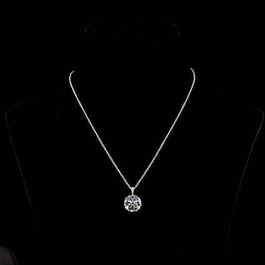 14k White Gold Lab Diamond Rose Cut 4.79 CTTW Rose Cut Pendant 18" F VS1