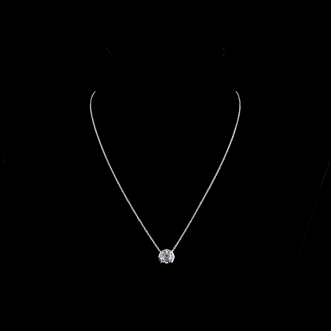 2.23 CT Octagon F VS1 Lab Diamond Solitaire Pendant 18" 14k White Gold