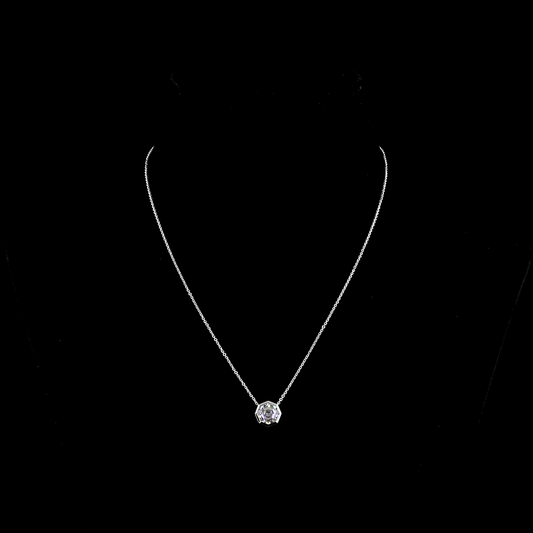 14k White Gold Lab Diamond Octagon 2.23 CT Solitaire Pendant 18" F VS1