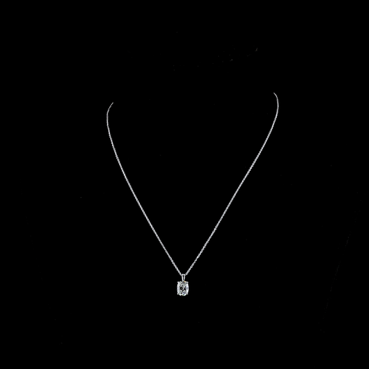 1.58 CT Antique Cushion G VS1 Lab Diamond Solitaire Pendant 18" 14k White Gold