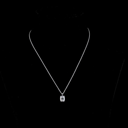 2.33 CT Antique Cushion G VS1 Lab Diamond Solitaire Pendant 18" 14k White Gold