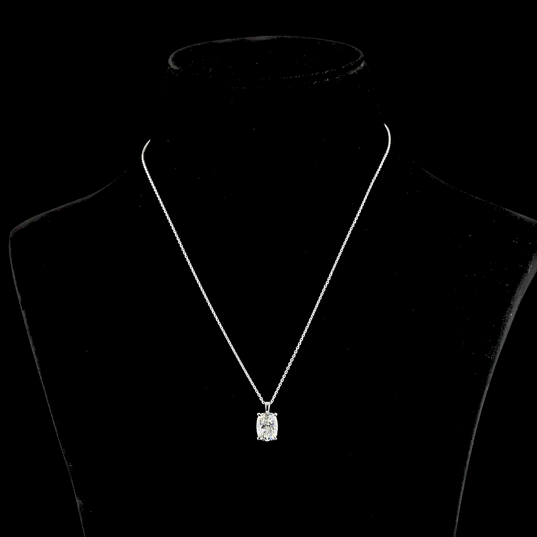 Approx. 3.00 CT Cushion Brilliant F/I VS2/VS1 Lab Diamond Solitaire Pendant 18" 14k White Gold