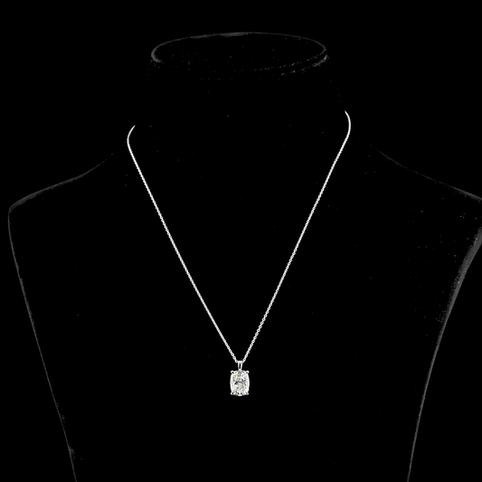 Approx. 3.00 CT Cushion Brilliant F/I VS2/VS1 Lab Diamond Solitaire Pendant 18" 14k White Gold