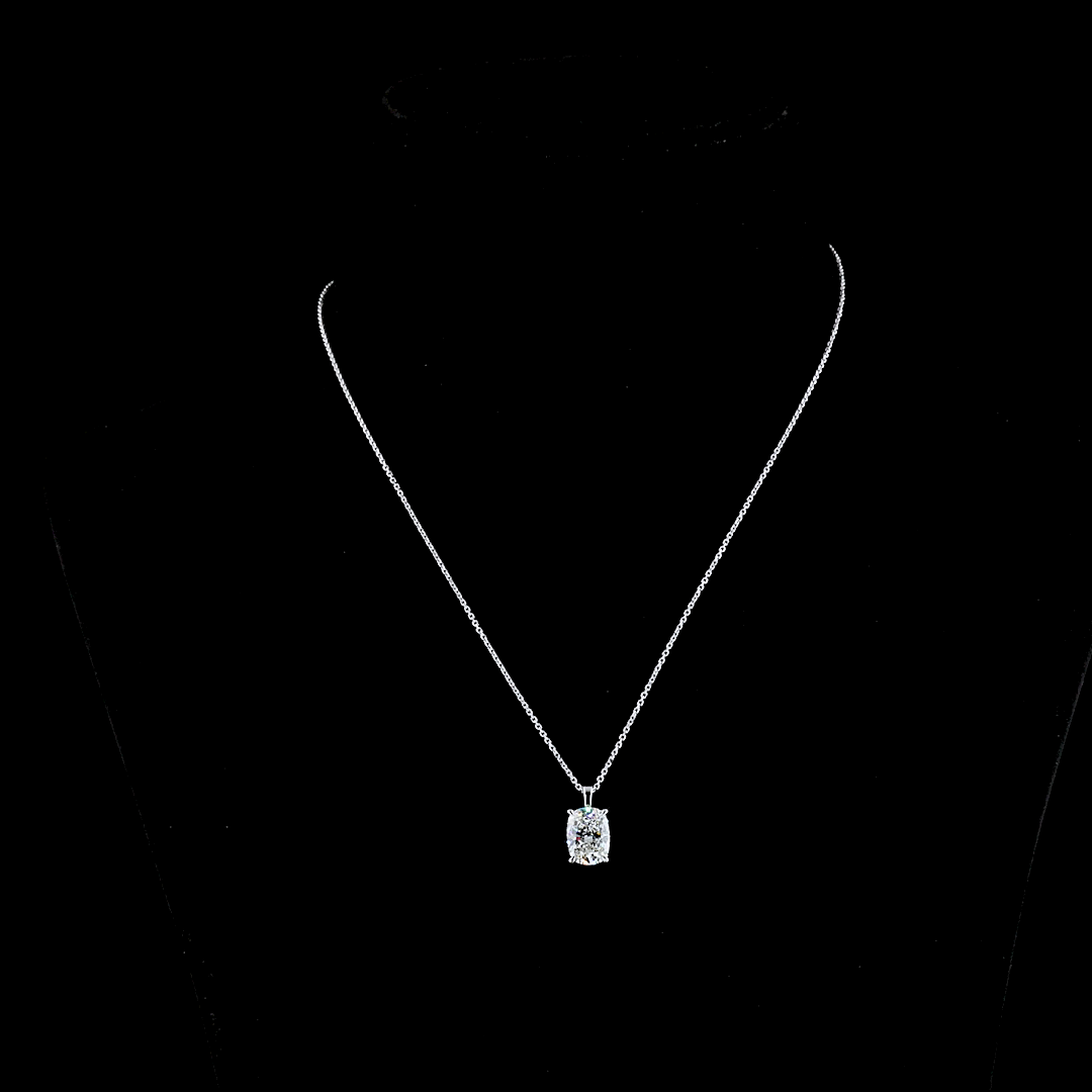 Approx. 2.79 CT Cushion Brilliant I/G VS1/VVS2 Lab Diamond Solitaire Pendant 18" 14k White Gold