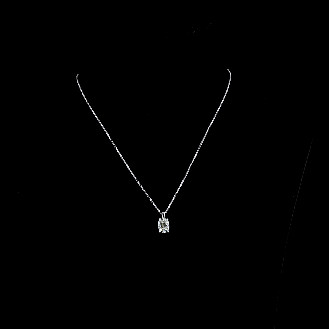 Approx. 2.04 CT Cushion Brilliant G/E/H VVS2/VS1/SI1 Lab Diamond Solitaire Pendant 18" 14k White Gold