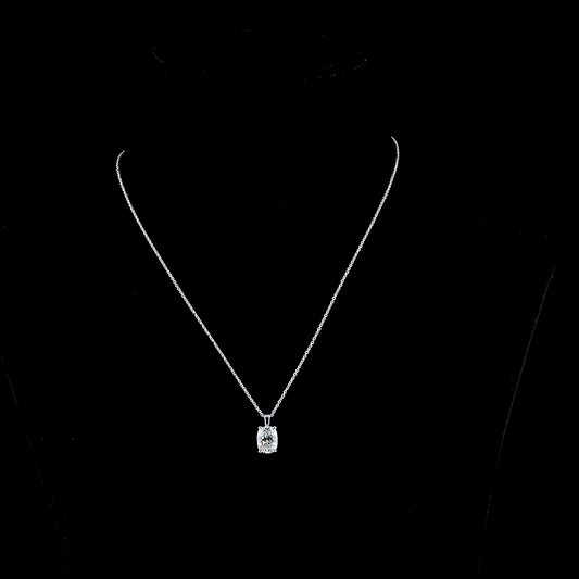 Approx. 1.54 CT Cushion Brilliant G VS1/VVS2 Lab Diamond Solitaire Pendant 18" 14k White Gold