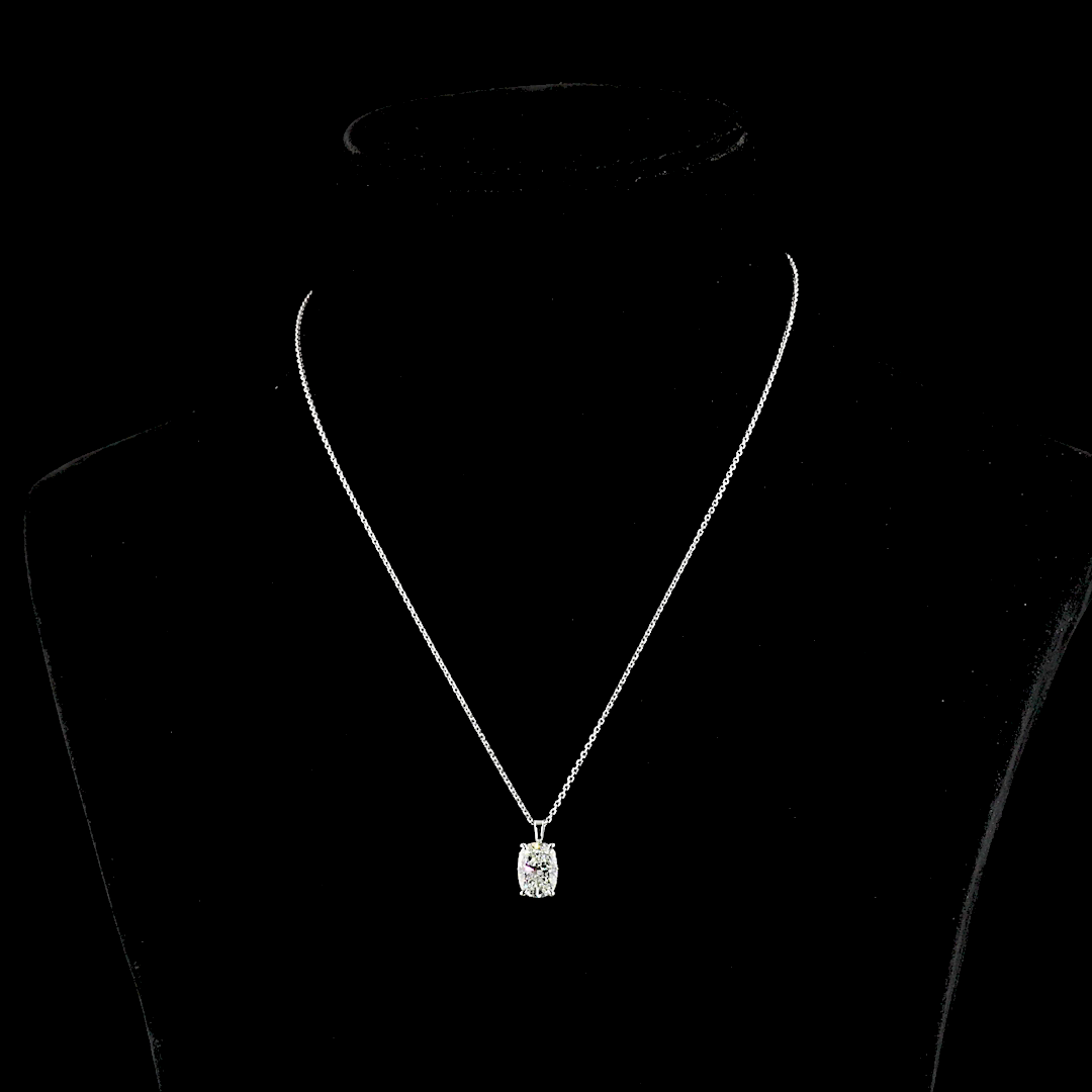 2.59 CT Cushion Brilliant I VS2 Lab Diamond Solitaire Pendant 18" 14k White Gold