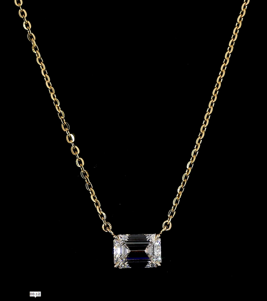 14k Yellow Gold Lab Diamond Emerald Approx. 2.02 CT Solitaire Pendant 18" F/E/G VS1/VS2