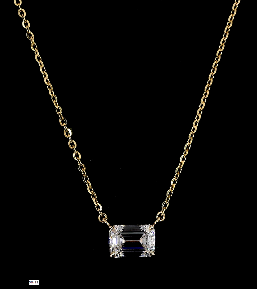 14k Yellow Gold Lab Diamond Emerald Approx. 3.00 CT Solitaire Pendant 18" E/F VVS2/VS1/VVS1/VS2