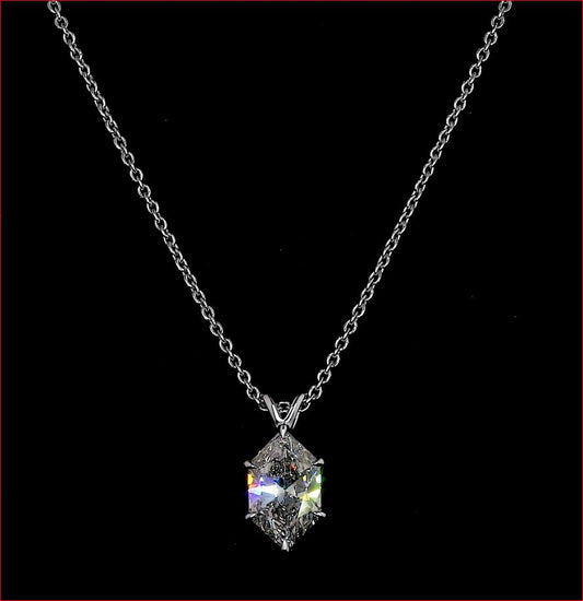 14k White Gold Lab Diamond Antique Marquise 2.07 CT Solitaire Pendant 18" I VS1