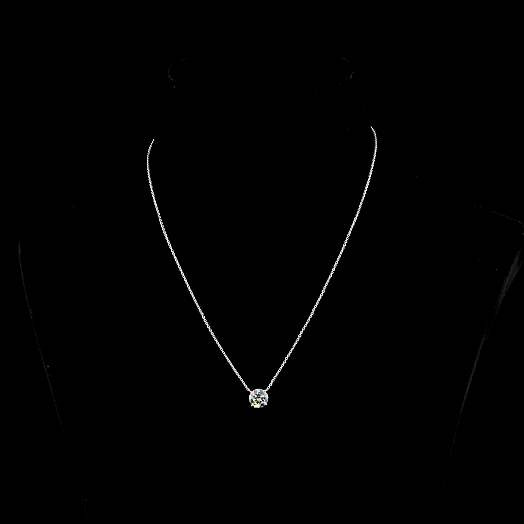 14k White Gold Lab Diamond Round Approx. 1.50 CT Solitaire Pendant 18" E/D/F/G VVS2/VS1/VVS1/VS2