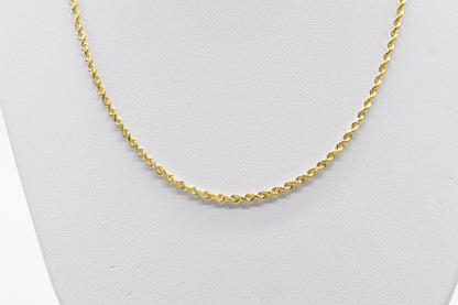 2.5mm Solid Gold Diamond Cut Rope Necklace Solid Gold Rope Chains