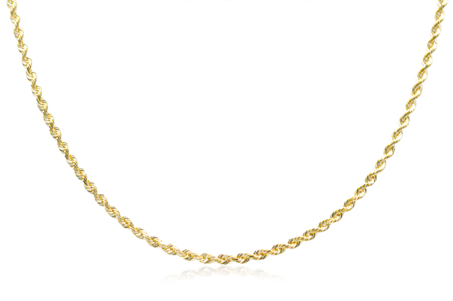 2.5mm Solid Gold Diamond Cut Rope Necklace Solid Gold Rope Chains