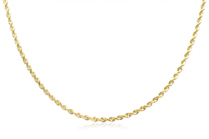 2.5mm Solid Gold Diamond Cut Rope Necklace Solid Gold Rope Chains