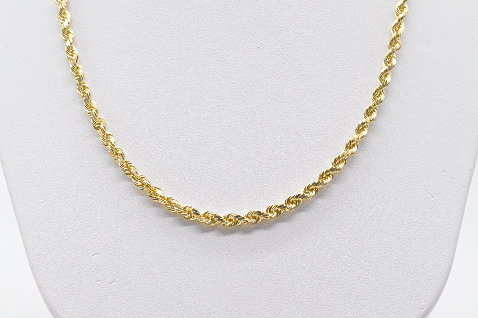 4mm Solid Gold Diamond Cut Rope Necklace Solid Gold Rope Chains