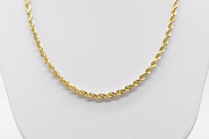 4mm Solid Gold Diamond Cut Rope Necklace Solid Gold Rope Chains