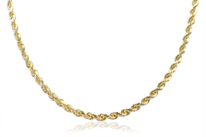 4mm Solid Gold Diamond Cut Rope Necklace Solid Gold Rope Chains