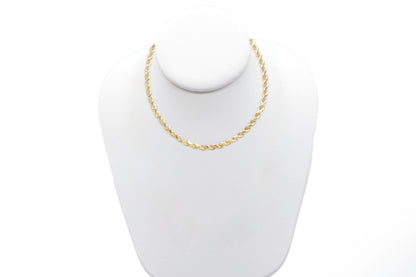 5mm Solid Gold Diamond Cut Rope Necklace Solid Gold Rope Chains