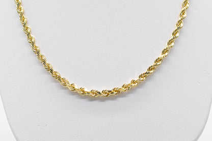 5mm Solid Gold Diamond Cut Rope Necklace Solid Gold Rope Chains