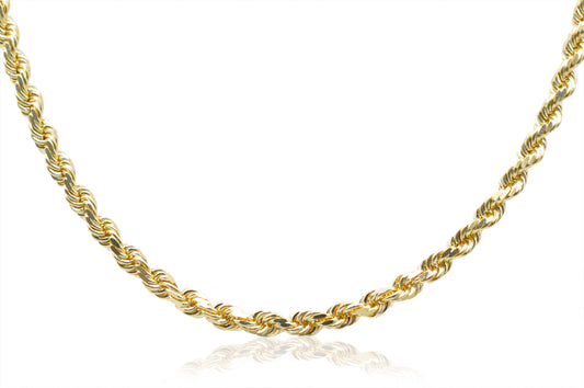 5mm Solid Gold Diamond Cut Rope Necklace Solid Gold Rope Chains