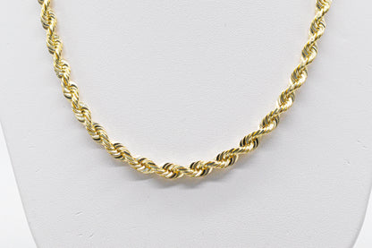 6mm Solid Gold Diamond Cut Rope Necklace Solid Gold Rope Chains