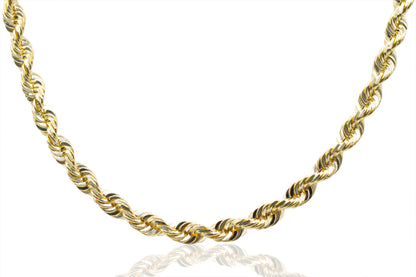 6mm Solid Gold Diamond Cut Rope Necklace Solid Gold Rope Chains