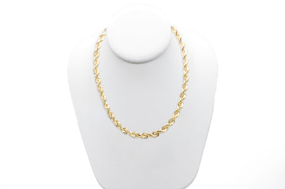 7mm Solid Gold Diamond Cut Rope Necklace Solid Gold Rope Chains