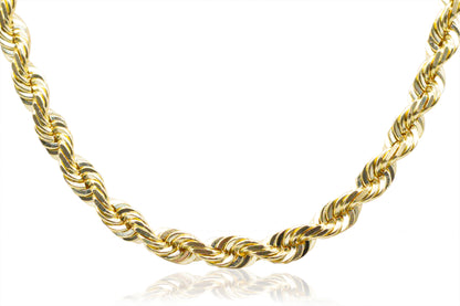 7mm Solid Gold Diamond Cut Rope Necklace Solid Gold Rope Chains