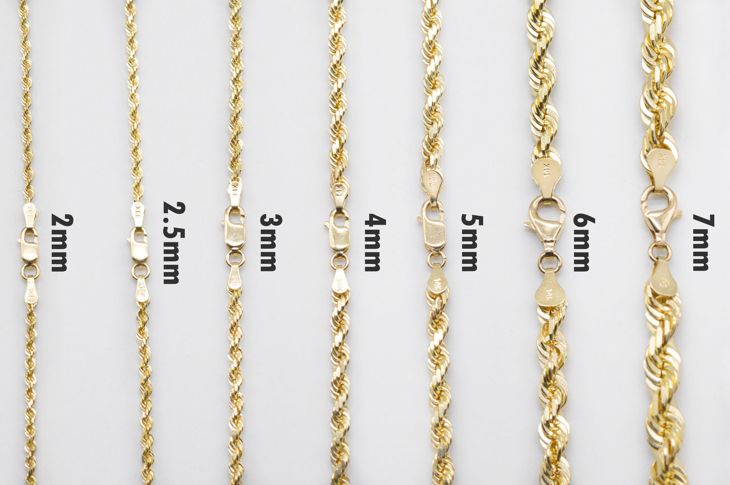 4mm Solid Gold Diamond Cut Rope Necklace Solid Gold Rope Chains