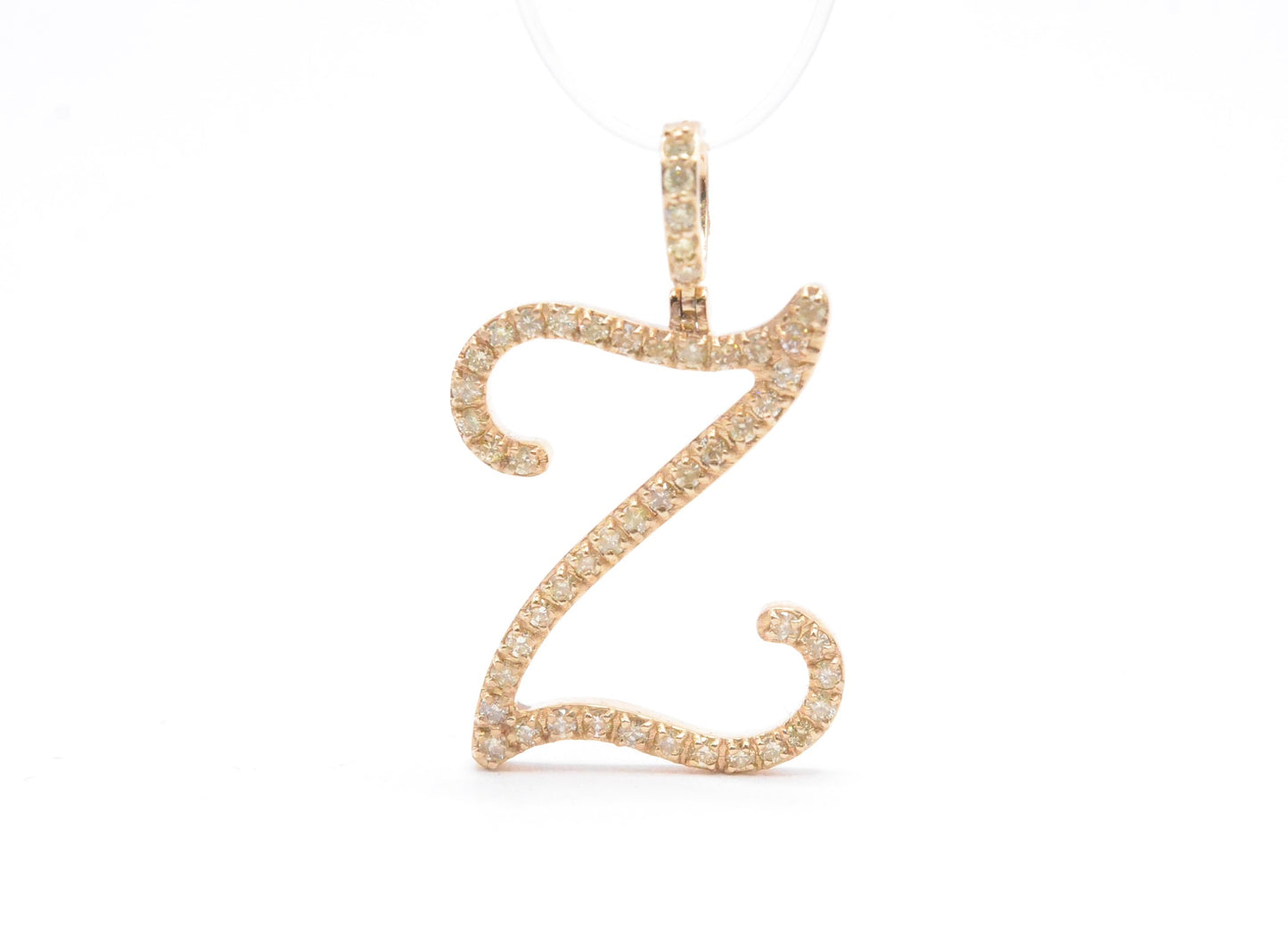 1" Diamond Letter "Z" Pendant 14K Yellow Gold Letters & Numbers