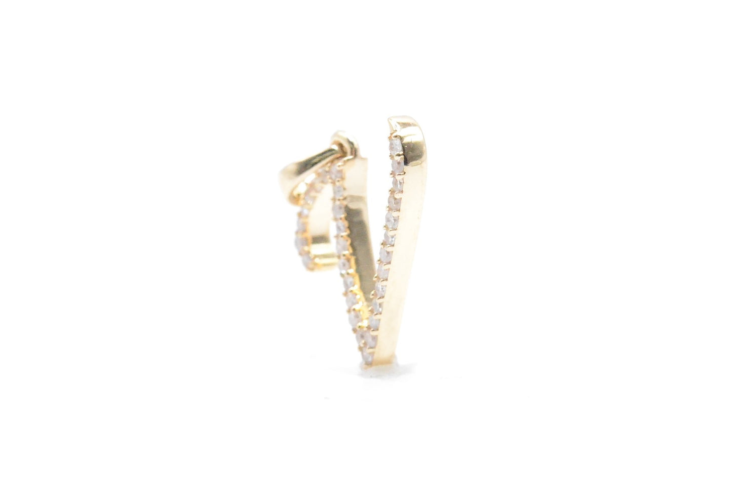 3/4" 0.30 cttw Diamond Letter "V" Pendant 14K Yellow Gold Letters & Numbers