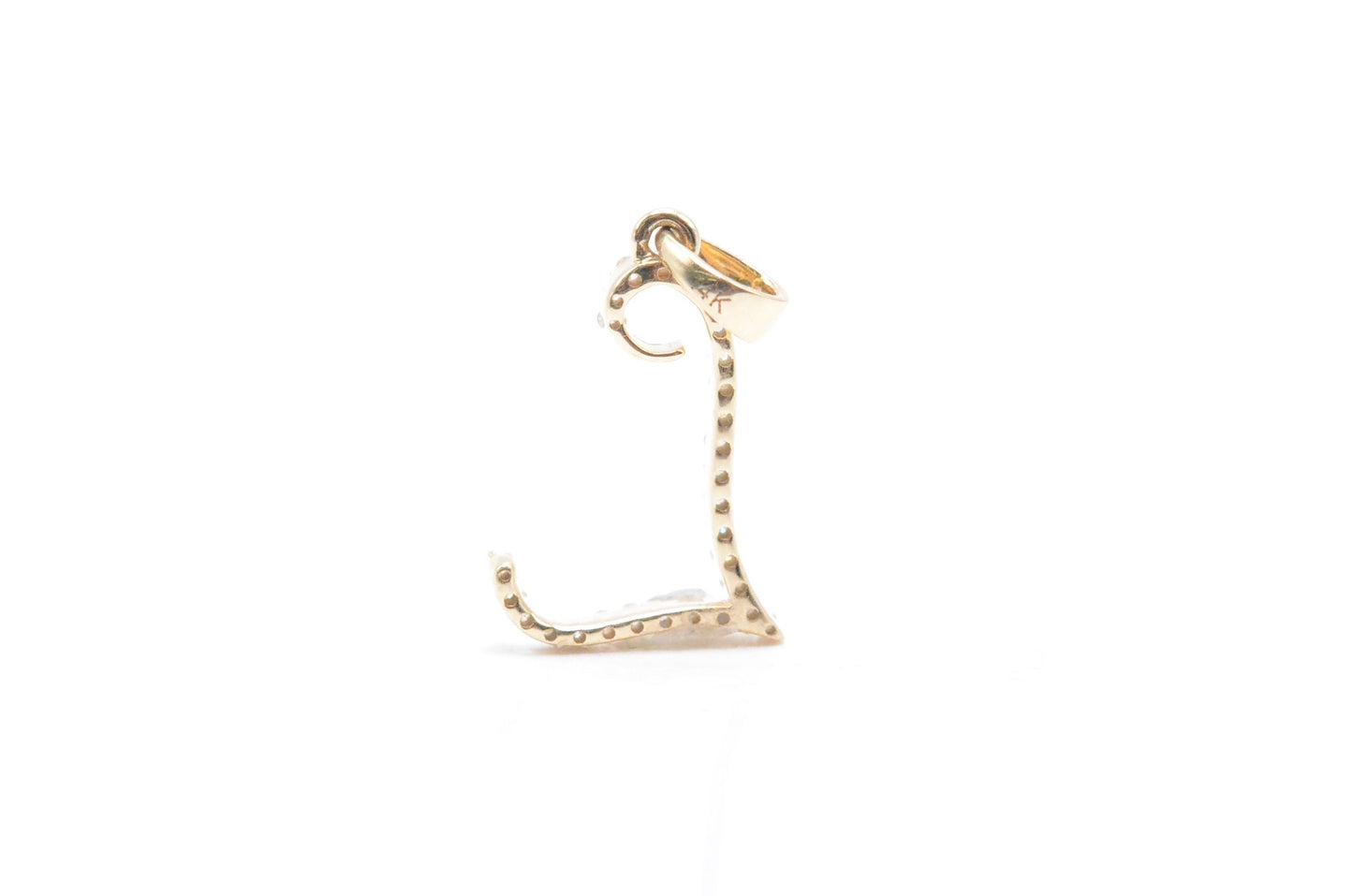 3/4" 0.30 cttw Diamond Letter "L" Pendant 14K Yellow Gold Letters & Numbers