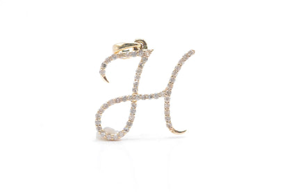3/4" 0.30 cttw Diamond Letter "H" Pendant 14K Yellow Gold Letters & Numbers