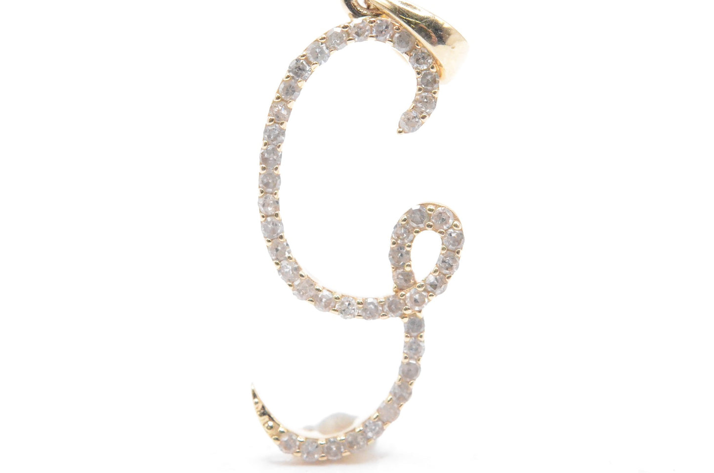 3/4" 0.30 cttw Diamond Letter "G" Pendant 14K Yellow Gold Letters & Numbers