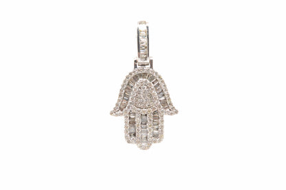 1.00 cttw Diamond Hamsa Pendant 14K White Gold Hamsa