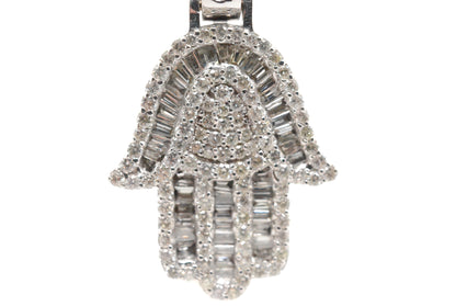 1.00 cttw Diamond Hamsa Pendant 14K White Gold Hamsa