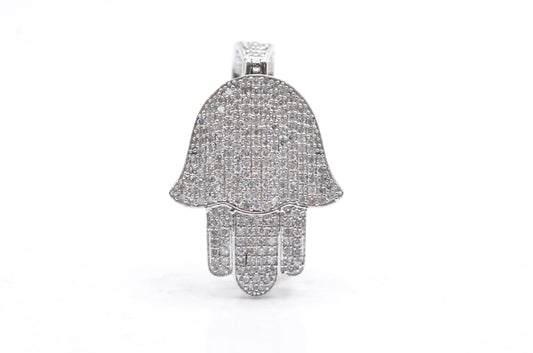 1.25" 1.00 cttw Diamond Hamsa Pendant 10K White Gold Hamsa