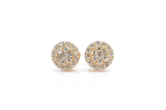 0.58 cttw Diamond Cluster Earrings 14K Yellow Gold Cluster Studs