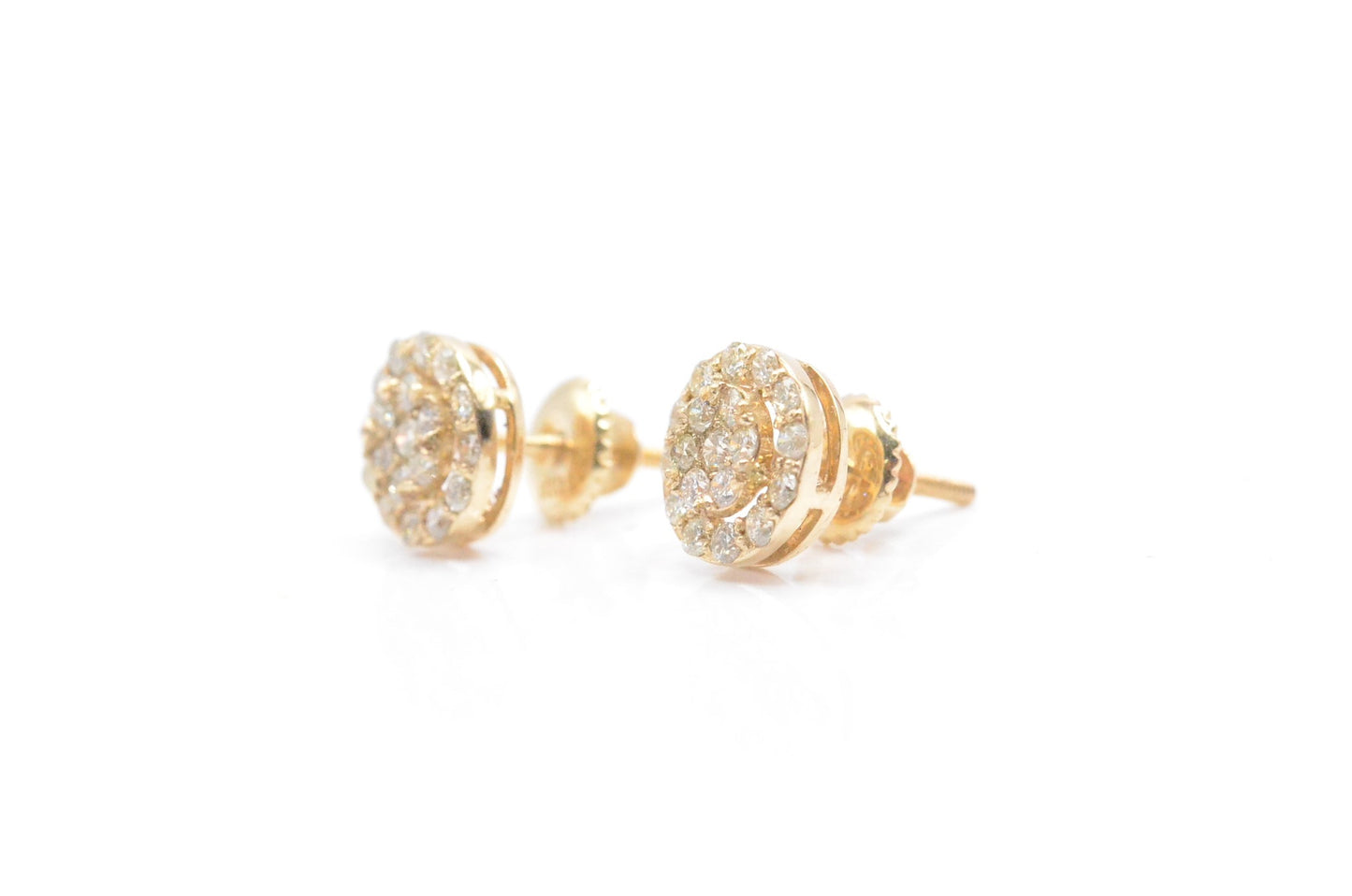0.58 cttw Diamond Cluster Earrings 14K Yellow Gold Cluster Studs
