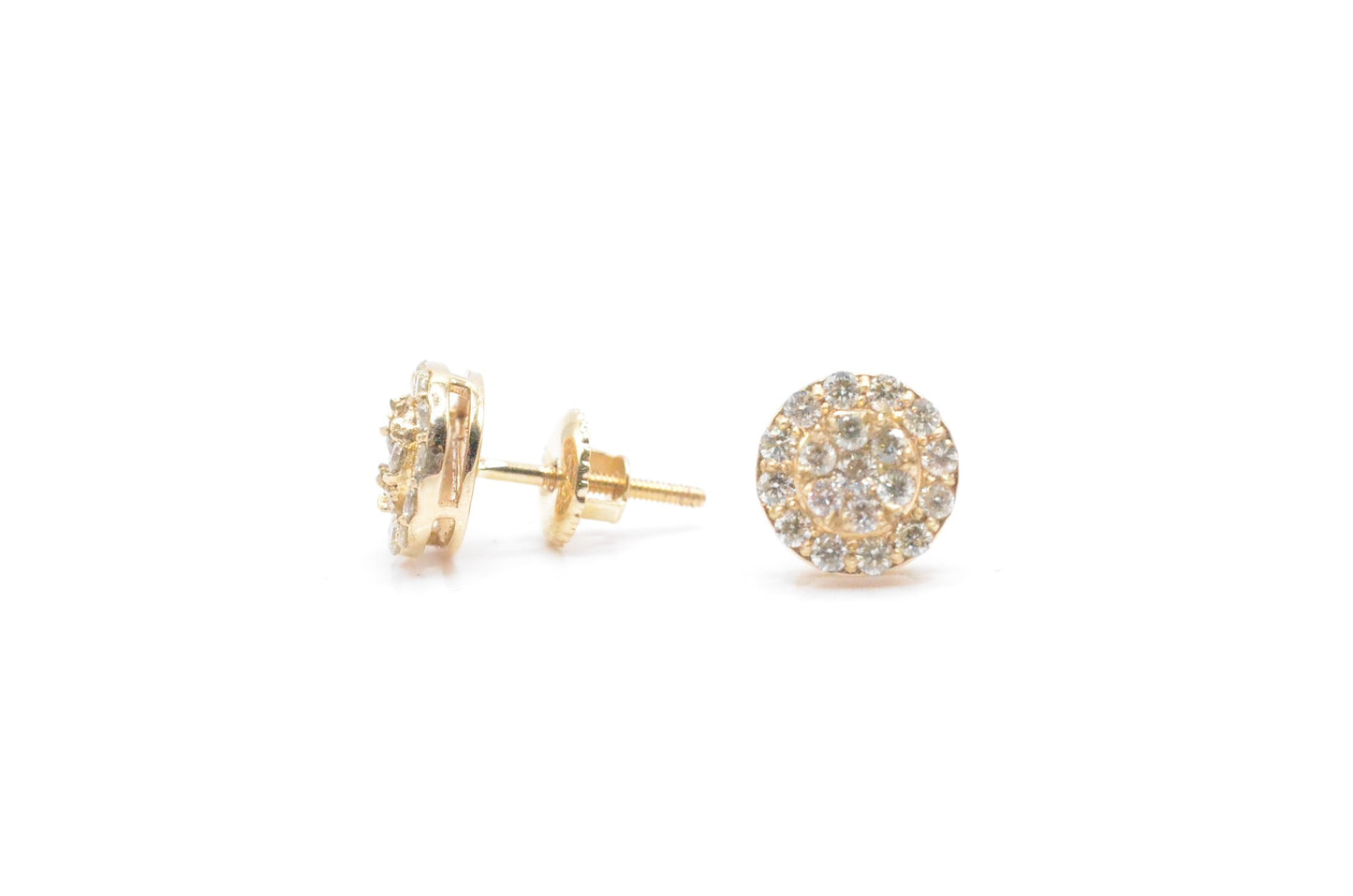 0.58 cttw Diamond Cluster Earrings 14K Yellow Gold Cluster Studs